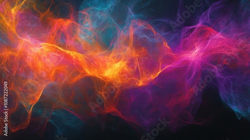 Abstract Swirling Neon Lights in Vibrant Colors