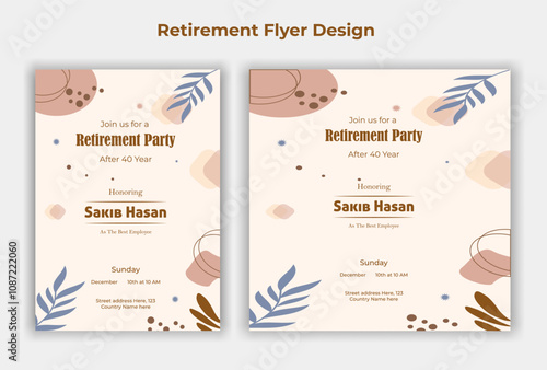 Set of retirement party invitation, square banner, Instagram story and a4 poster, vector illustration eps 10