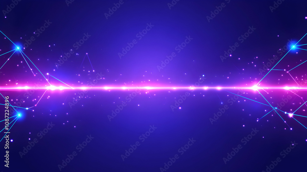 Abstract digital art background featuring vibrant purple and pink neon lights, glowing particles, and interconnected lines, ideal for technology, science, or futuristic themes. Abstract digital art background featuring vibrant purple and pink neon lights, glowing particles, and interconnected lines, ideal for technology, science, or futuristic themes.