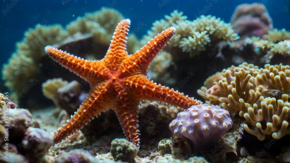 Fromia seastar in coral reef aquarium tank is one of the most amazing living decorations Fromia seastar in coral reef aquarium tank is one of the most amazing living decorations
