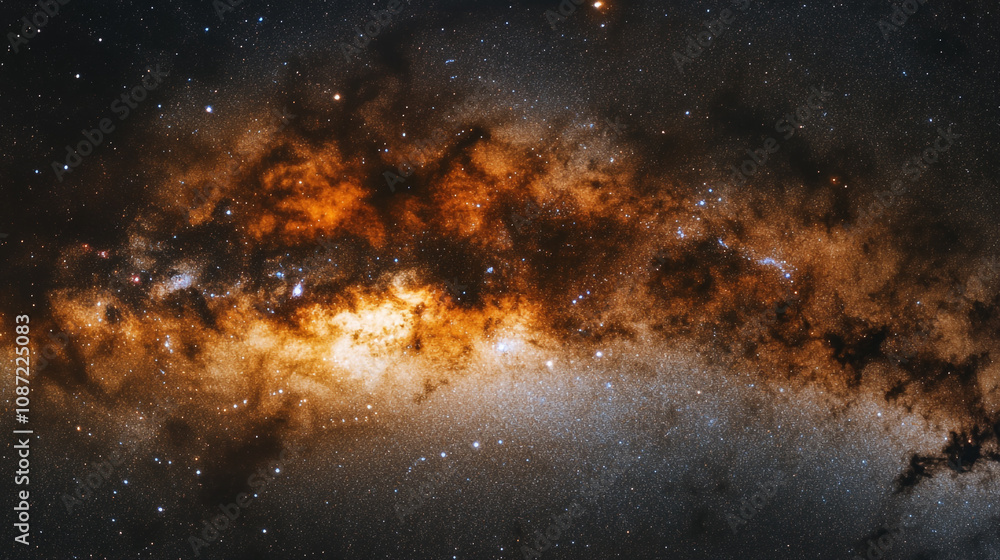 Stunning view of a spiral galaxy illuminated by stars against a dark cosmic background Stunning view of a spiral galaxy illuminated by stars against a dark cosmic background