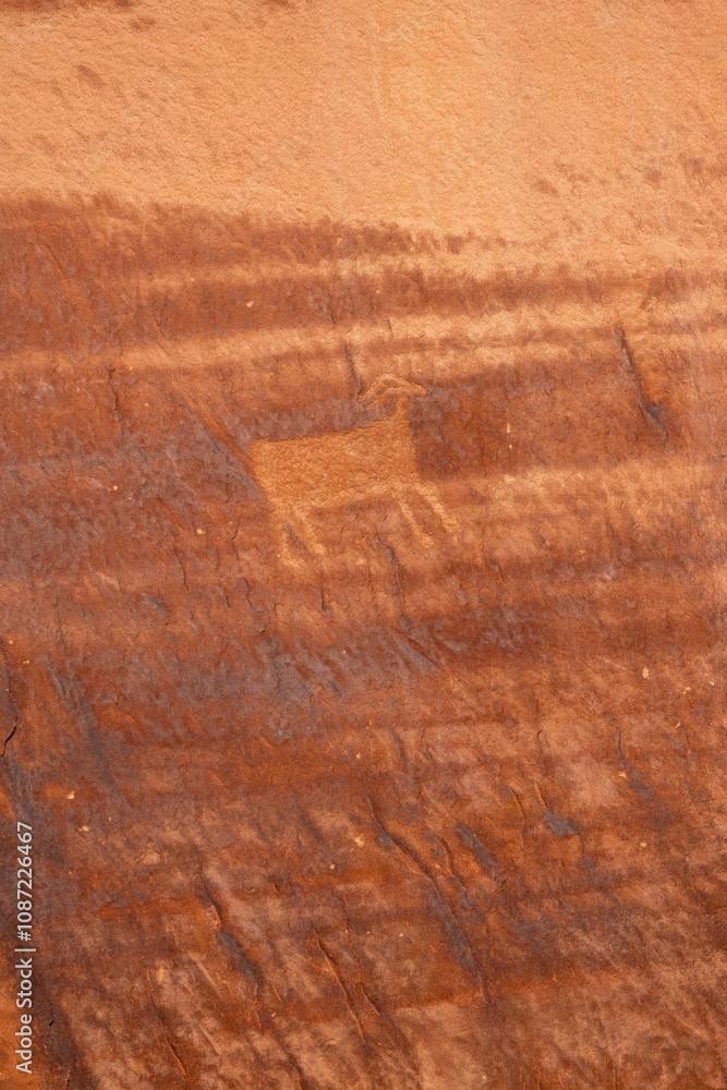 Detail of indigenous culture Petroglyphs etch in the walls along Potash Road in Moab Utah Detail of indigenous culture Petroglyphs etch in the walls along Potash Road in Moab Utah