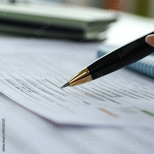 A close-up of documents being reviewed during a business negotiation, financial data visible, isolated on white background