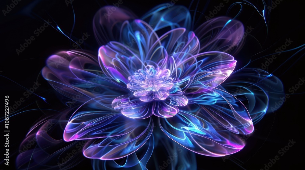 Abstract Glowing Flower in Vibrant Hues Abstract Glowing Flower in Vibrant Hues