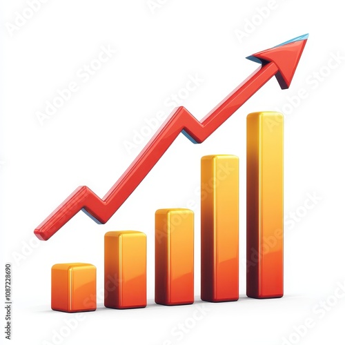 A business growth chart with bold arrows, representing profit increase, photorealistic style, isolated on white background Free Download A business growth chart with bold arrows, representing profit increase, photorealistic style, isolated on white background - GFXLoad