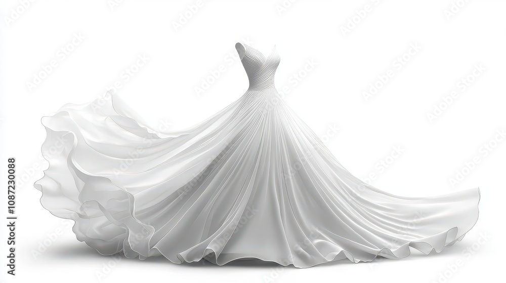 a simple bridal dress with clean lines, modern and chic, high detail, isolated on white background a simple bridal dress with clean lines, modern and chic, high detail, isolated on white background