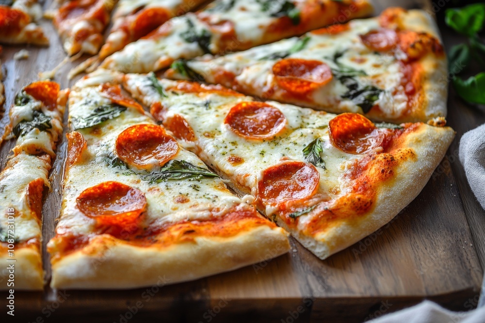 Delicious Pizza on Table Close Up for Food Menu Photography Delicious Pizza on Table Close Up for Food Menu Photography