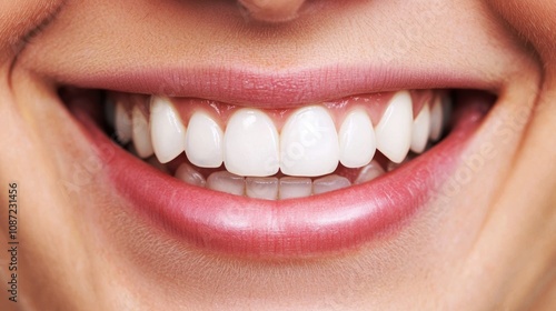 Dental check-up teeth cleaning smile maintenance concept. Bright, healthy smile showcasing perfect white teeth.