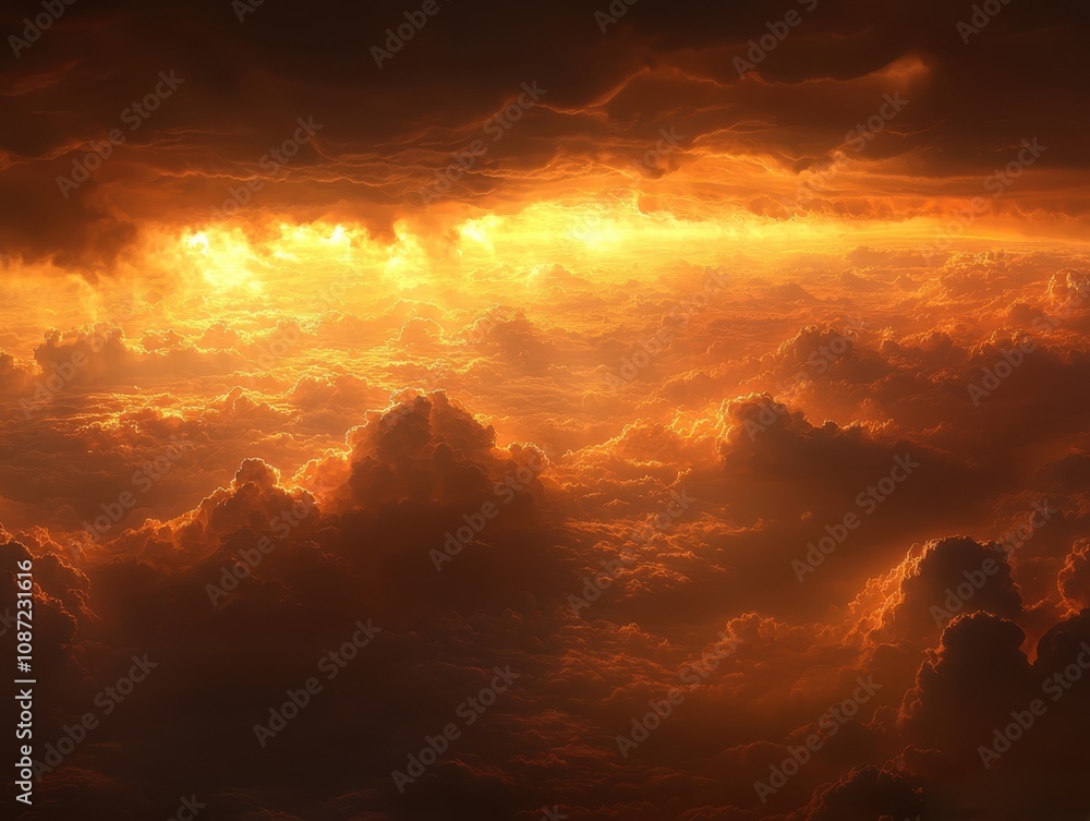 Dramatic thunderheads and golden-rimmed storm clouds over majestic landscapes during a thunderstorm Dramatic thunderheads and golden-rimmed storm clouds over majestic landscapes during a thunderstorm