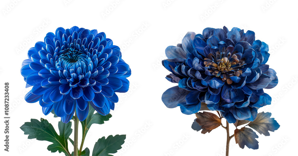 Blue dahlias on a white background
Blue dahlias on a white background