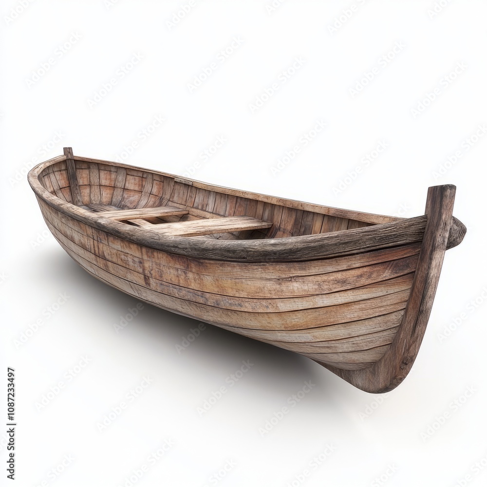 3D render asset of boat wooden isolated on white background 3D render asset of boat wooden isolated on white background