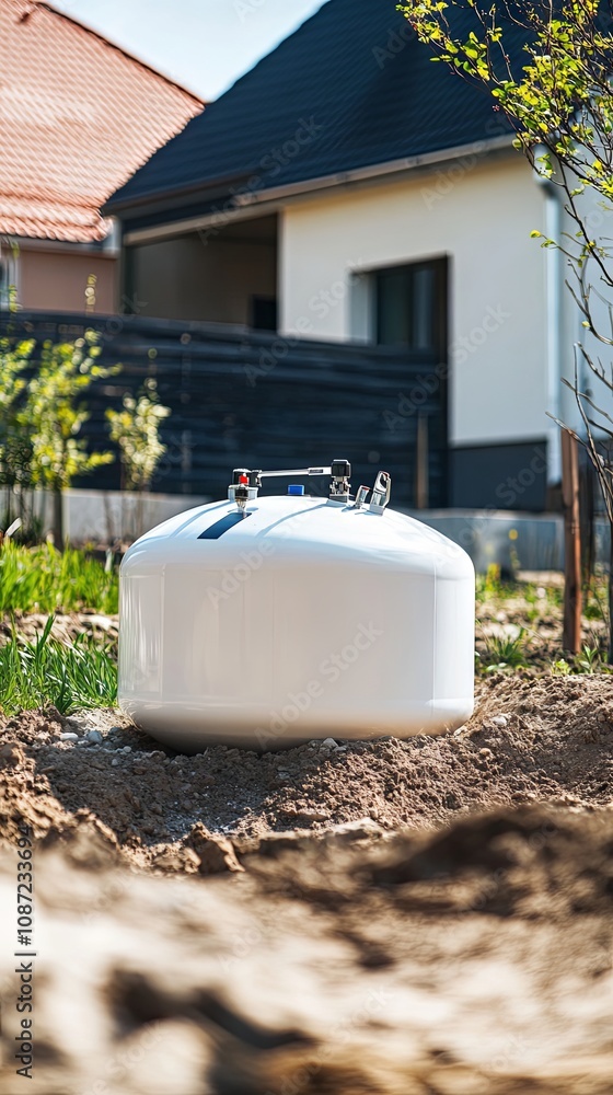 White Water Tank Installation in Residential Garden White Water Tank Installation in Residential Garden