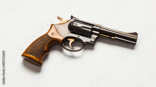 Vintage Revolver Handgun Pistol on White Background Isolated