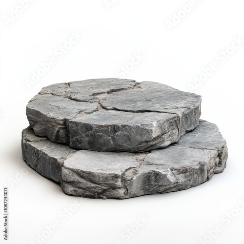 Stone round podium rock isolated on white background