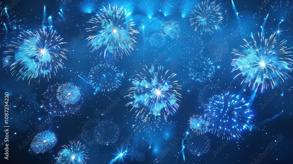 Fototapeta premium Blue Fireworks Display