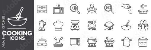 Cooking Icons Set, Containing All Cooking Icons Outlines, Vector Illustration Collection Editable eps10