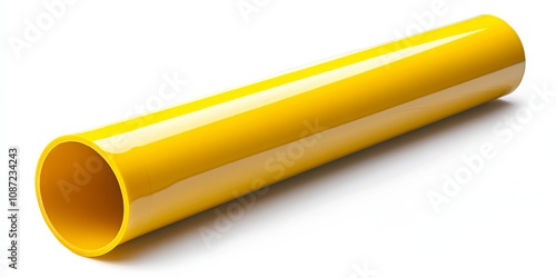 Yellow Plastic Pipe Isolated on White Background