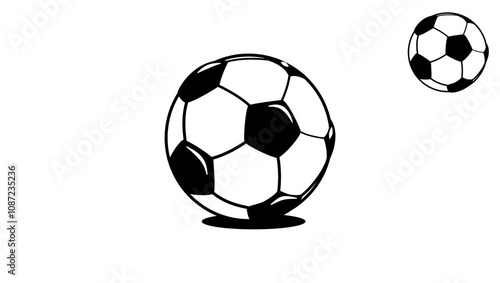 Soccer ball emblem,  black isolated silhouette