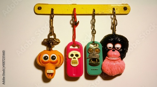 A Colorful Collection of Vintage Novelty Keychain Tags - 90s Look