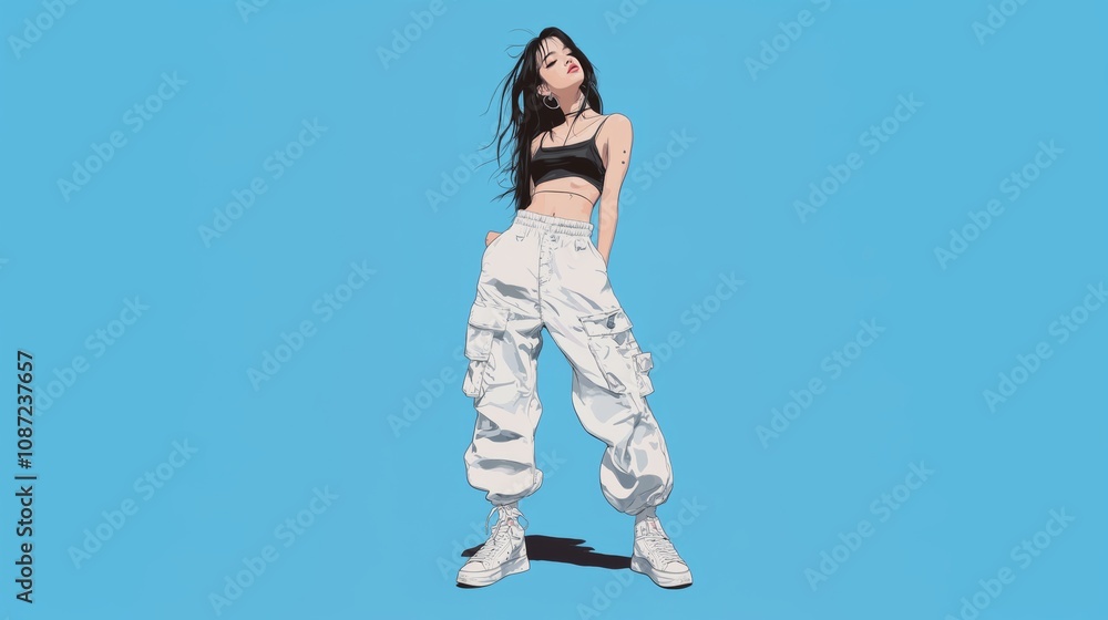 y2k anime girl in white pants y2k anime girl in white pants