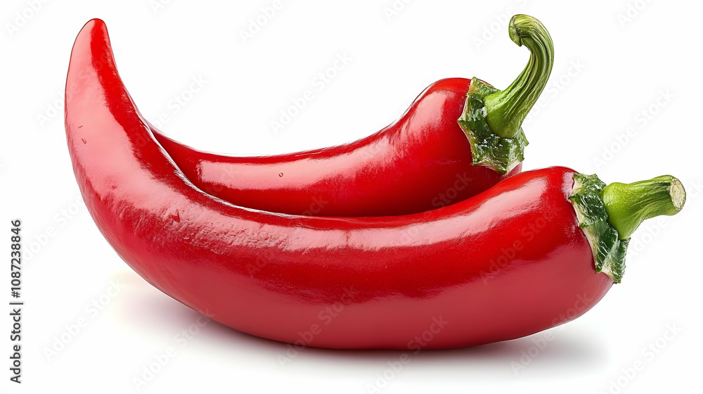 Red Chili Peppers, Isolated on White Background, Food Photography Red Chili Peppers, Isolated on White Background, Food Photography