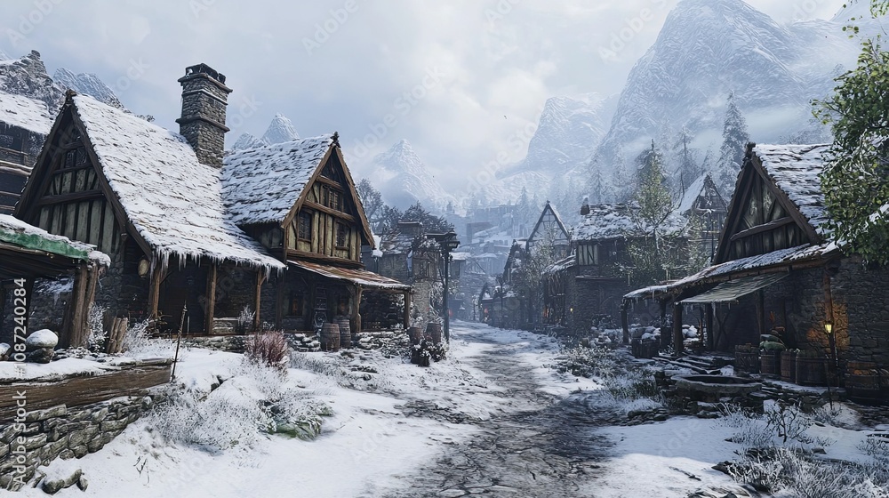 Snow-Covered Village 