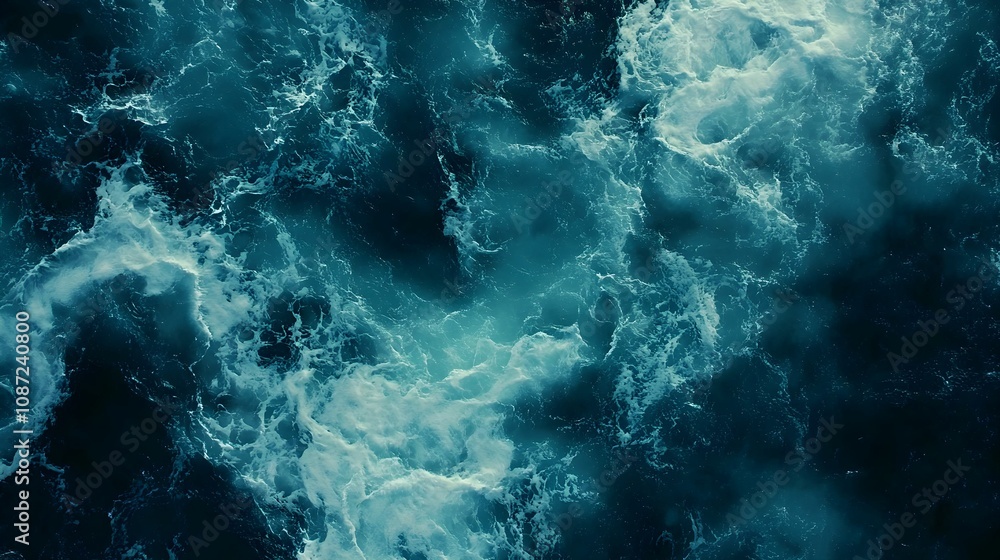 The vibrant movement of ocean waves contrasting with deep blue waters under natural light The vibrant movement of ocean waves contrasting with deep blue waters under natural light