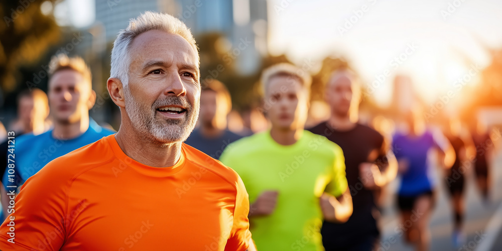 Participants Enjoy a Vibrant Sunset Run Through the City Streets, Showcasing Athletic Energy and Community Spirit During an Outdoor Fitness Event Participants Enjoy a Vibrant Sunset Run Through the City Streets, Showcasing Athletic Energy and Community Spirit During an Outdoor Fitness Event