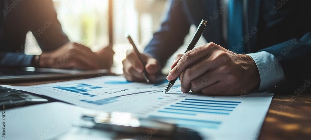 Businesspeople Analyzing Financial Data and Charts Businesspeople Analyzing Financial Data and Charts