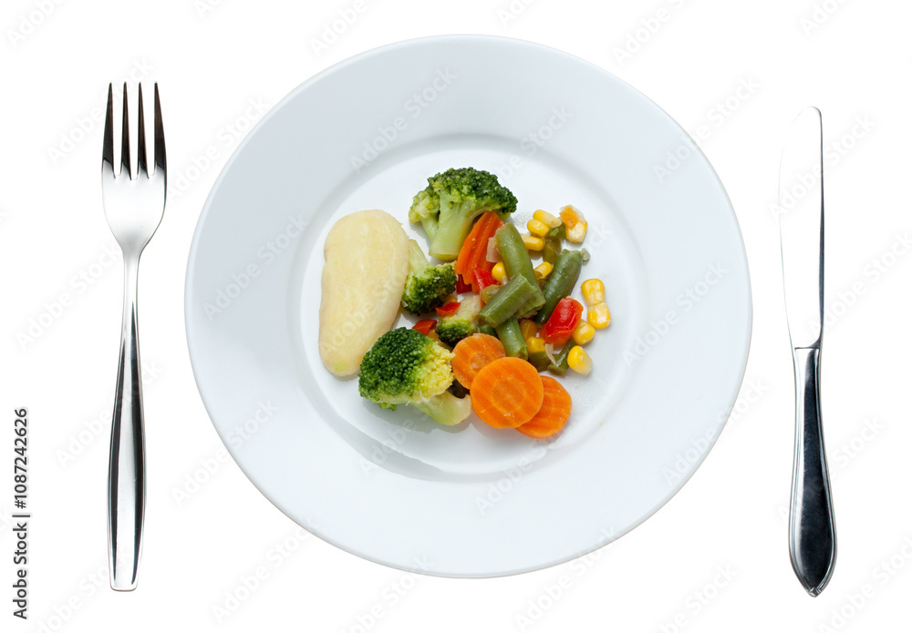 Fried vegetables on the plate Fried vegetables on the plate