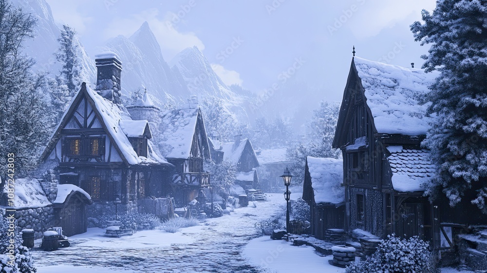 Snow-Covered Village 