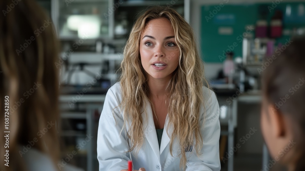A focused scientist in a white lab coat engages thoughtfully with colleagues in a state-of-the-art laboratory, emphasizing collaboration and innovation. A focused scientist in a white lab coat engages thoughtfully with colleagues in a state-of-the-art laboratory, emphasizing collaboration and innovation.