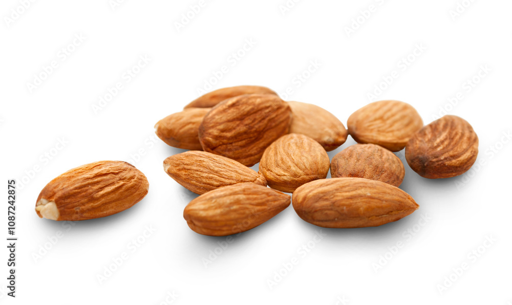 Almonds on the white background Almonds on the white background