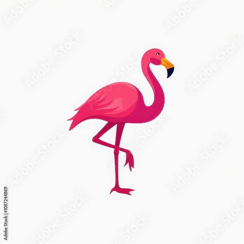 Sleek Flamingo Icon in Vibrant Pink and Orange photo