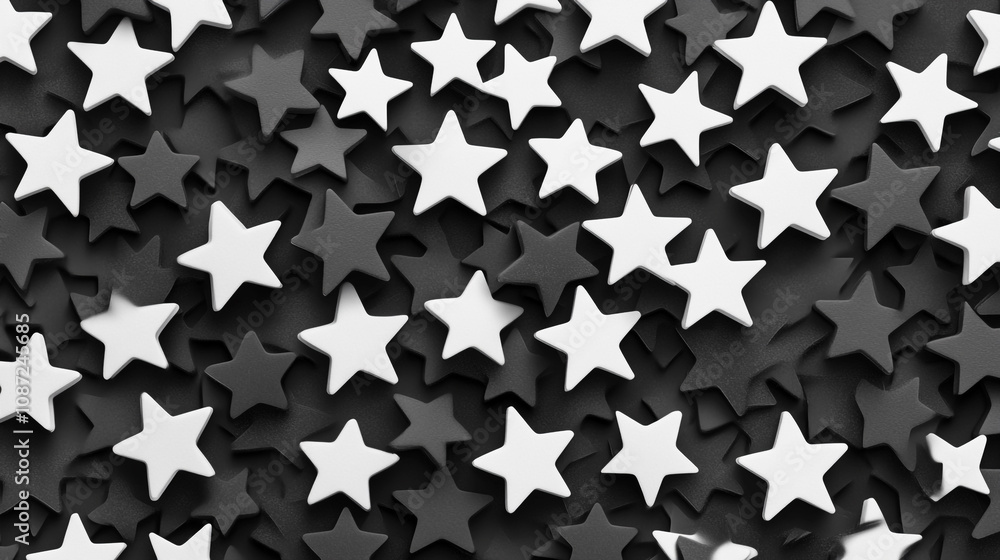 Stars in various colors scattered across a black surface create a playful decoration effect Stars in various colors scattered across a black surface create a playful decoration effect