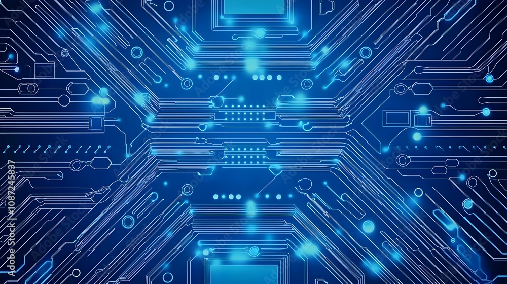 Cybernetic Pulse: Abstract digital art depicting a futuristic circuit board with glowing pink and blue lines, nodes, and data streams. Cybernetic Pulse: Abstract digital art depicting a futuristic circuit board with glowing pink and blue lines, nodes, and data streams.