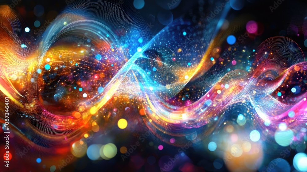 Abstract Light Waves with Colorful Bokeh Abstract Light Waves with Colorful Bokeh
