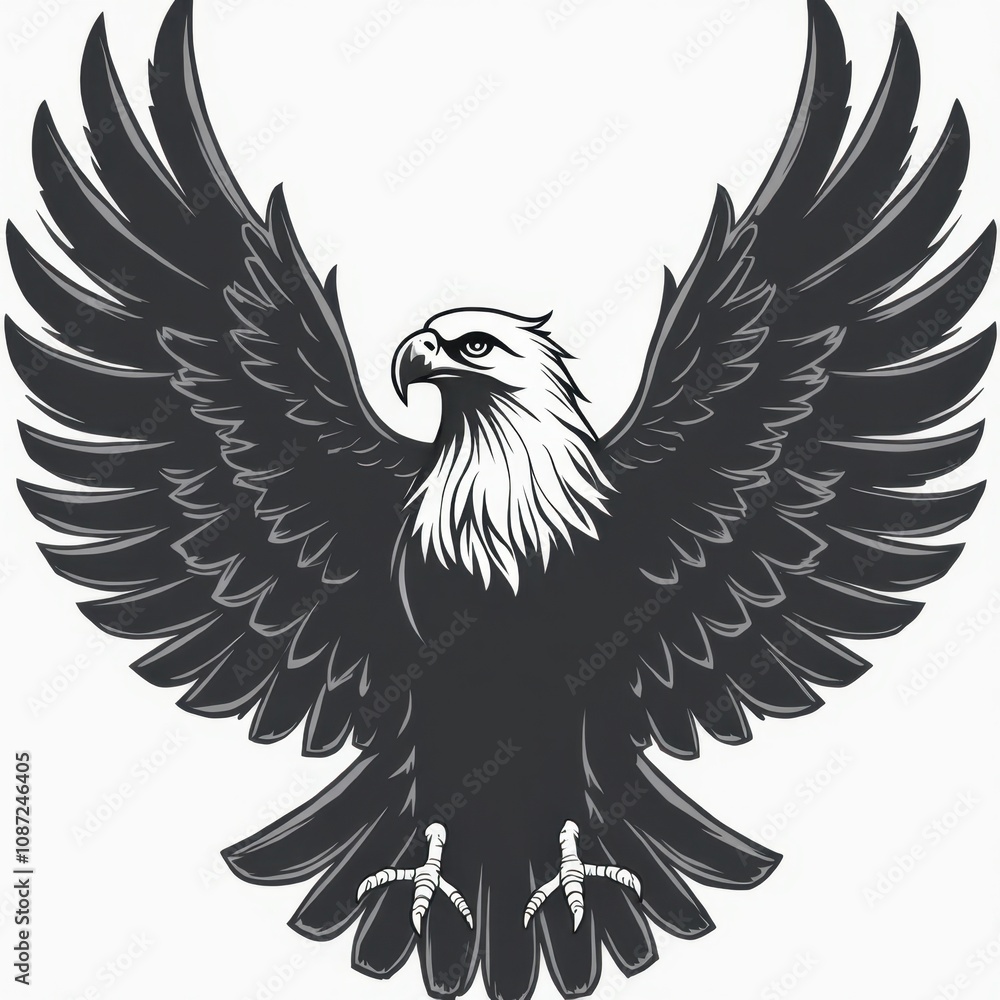 Fototapeta premium Powerful Eagle Icon in Grayscale