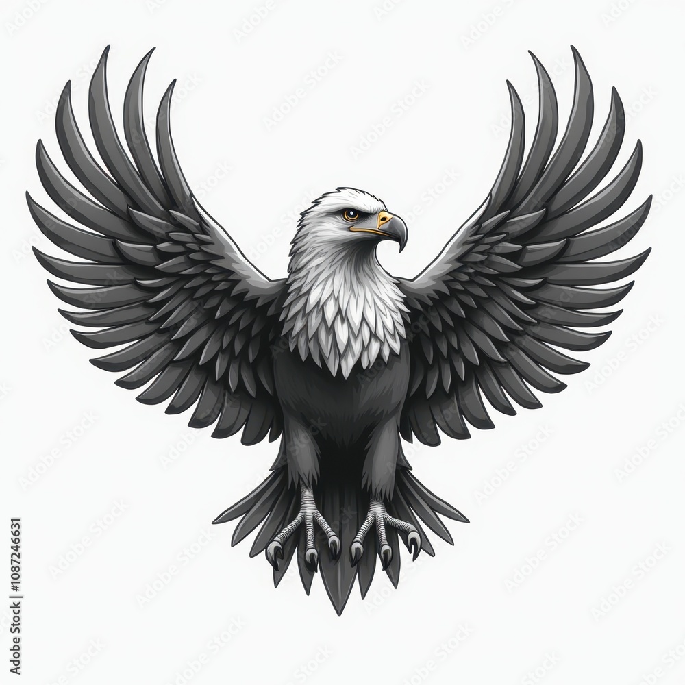 Obraz premium Majestic Eagle Icon in Grayscale