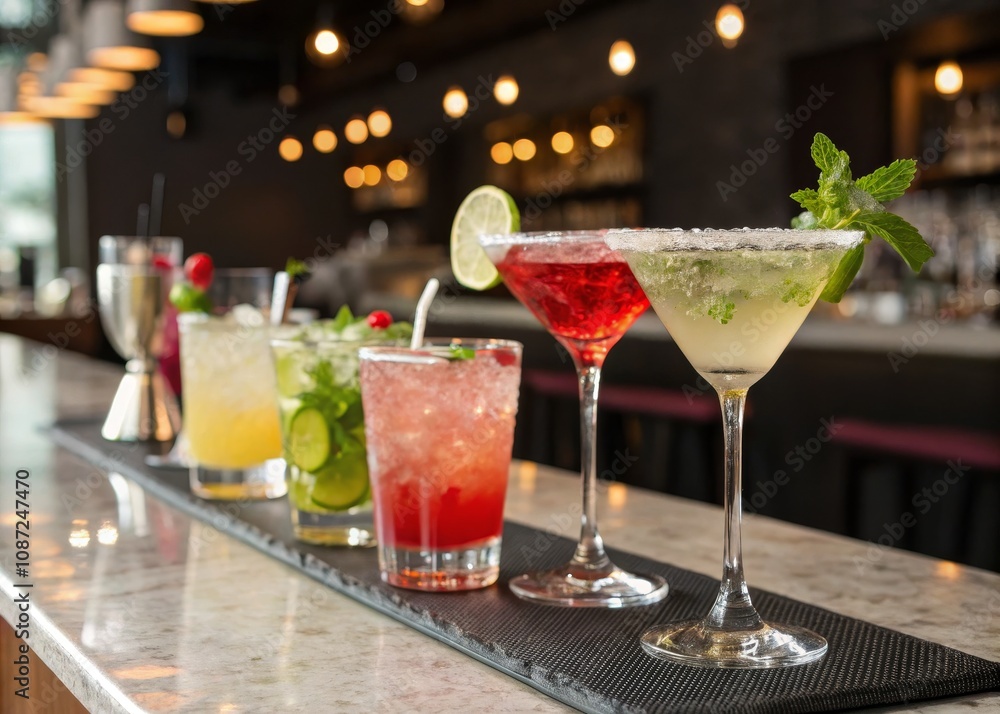 Best-Selling Cocktails at a Bar: A Colorful Display of Mixology Excellence Best-Selling Cocktails at a Bar: A Colorful Display of Mixology Excellence