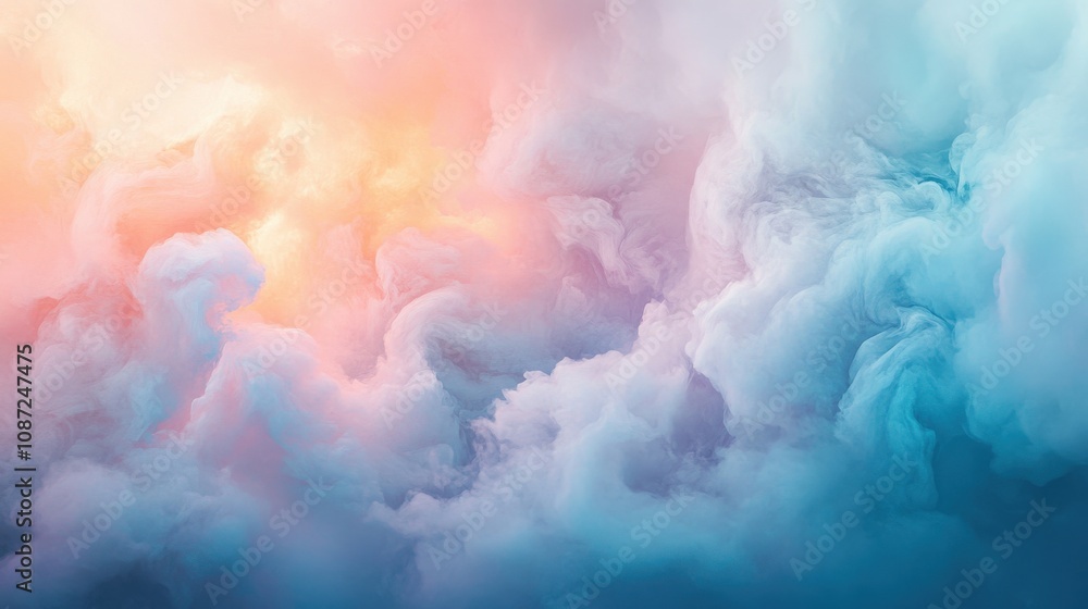 Abstract Swirling Clouds of Pastel Pink, Yellow, and Blue Abstract Swirling Clouds of Pastel Pink, Yellow, and Blue