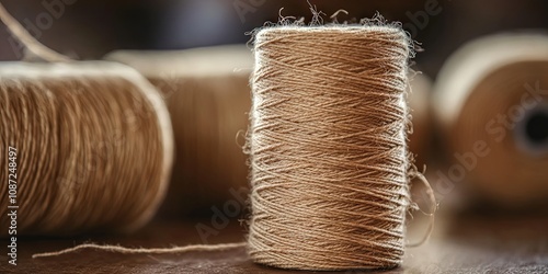 Close-up of a Spool of Twine: Natural Fiber Texture and Detail