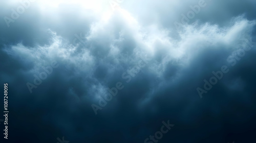 Abstract Cloud Background - Dark Blue Sky with White Clouds