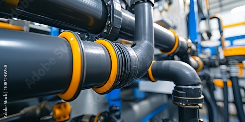 Close-up of Industrial Pipes and Connections