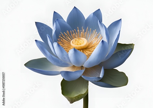 Blue lotus flower isolated on white or transparent.