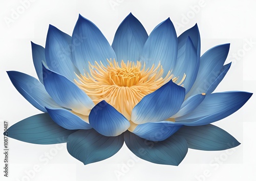 Blue lotus flower isolated on white or transparent.