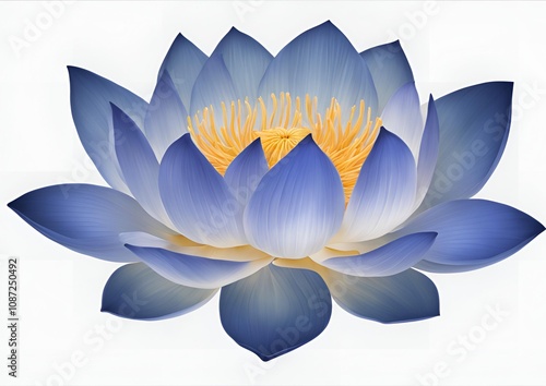 Blue lotus flower isolated on white or transparent.