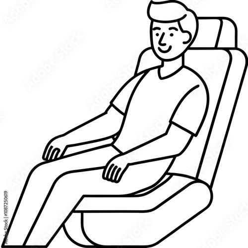 man relaxed sitting in massage chair enjoying comfort