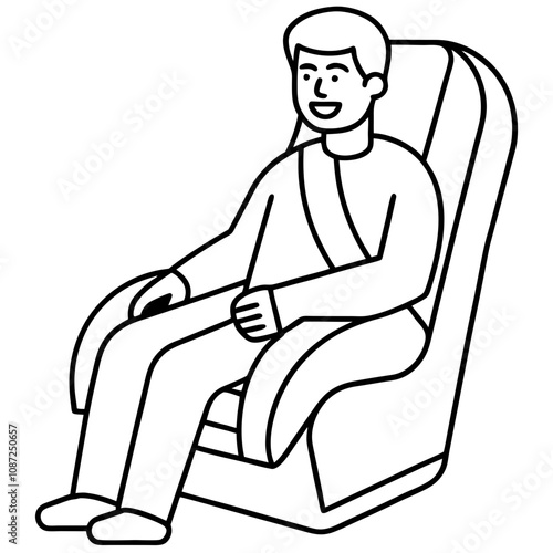 man relaxed sitting in massage chair enjoying comfort