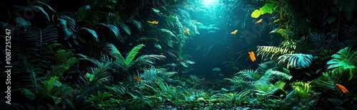 Exploring the lush jungle adventure a vibrant tropical scene captured in nature's embrace underwater viewpoint wild and untamed eco-friendly concept